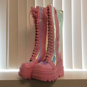 PRE LOVED - Pink Poison Platform Boots PNK/6 - SH248